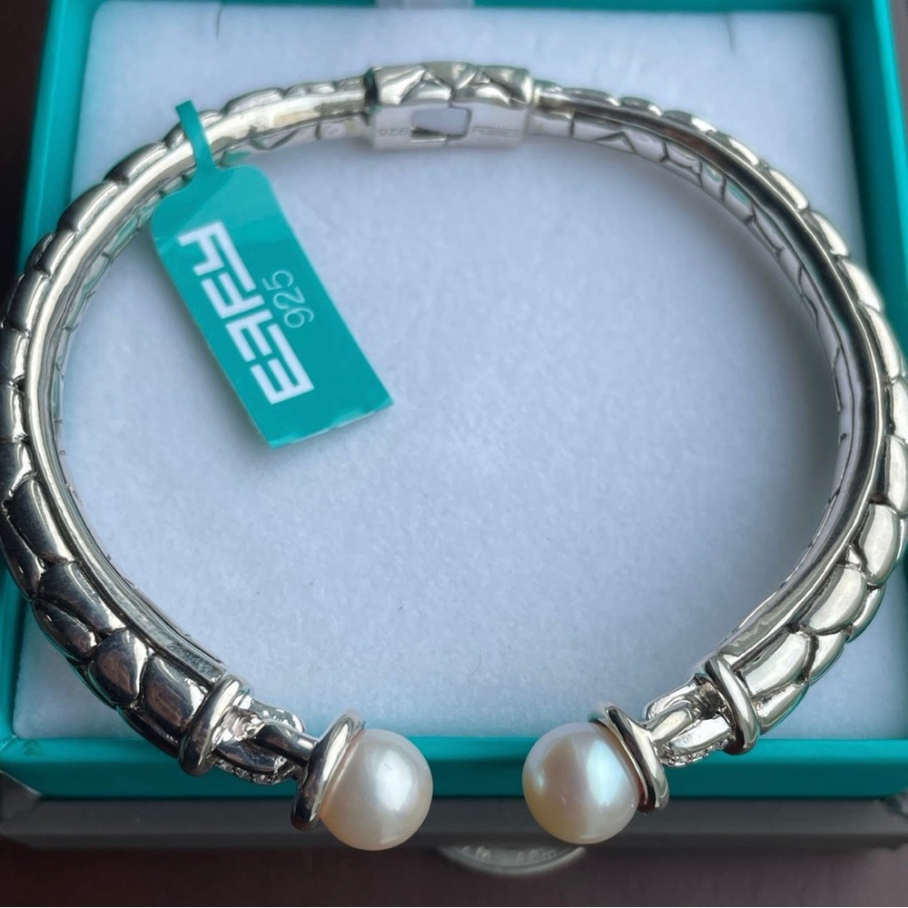 Effy 925 Sterling Silver Cultured Pearl Bangle